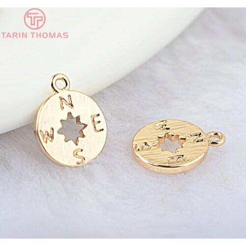 10PCS 10x12MM 24K Gold Color Plated Brass Round Charms Pendants DIY High Quality Diy Jewelry Accessories