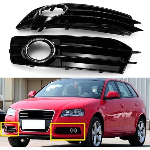 Pair Car Front Bumper Fog Light Grill Grille Cover Fog Lamp Cover Frame Lamp Hoods For Audi A3 8P S-Lines 2009-2012 2010 2011