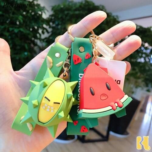 Hot Sale Cute Durian Watermelon Fruit Keychain PVC Epoxy Doll School Bag Pendant Couple Small Gift Decoration Wholesale