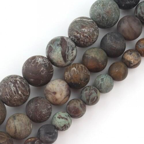 Matte Brown Snakeskin Japsers Stone Beads Natural Round Loose Beads For Jewelry Making DIY Bracelet Accessories 15'' 6 8 10mm