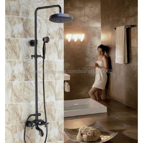 Oil Rubbed Bronze Shower Faucets Set Brass Rainfall Shower Mixer Tap Swivel Tub Spout Bathroom Shower Faucet Krs456