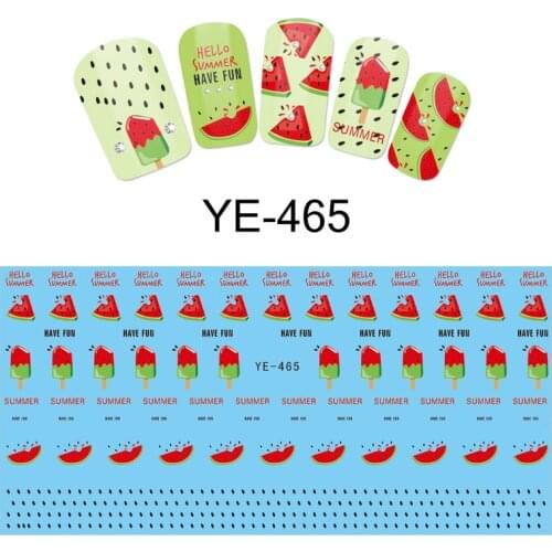 UPRETTEGO NAIL ART BEAUTY WATER DECAL SLIDER NAIL STICKER FRUIT WATER MELON BANANA LETTER BLACK WHITE LACE YE465-470