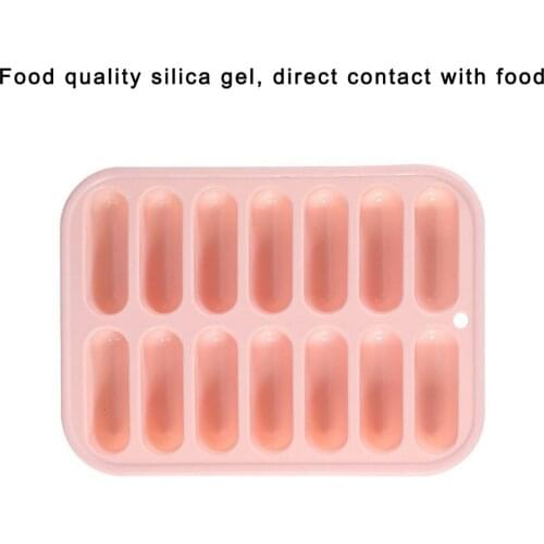 New 14 Grids Silicone Burger DIY Sausage Making Mould Hot Dog Make Mould Baby Food Supplement Baking Tools Kitchen Props 14 in1