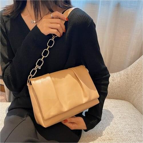 New Casual Chain Shuolder Bags For Women 2021 Fashion Simple Corssbody Bag Ladies Designer Handbags PU Leather Messenger Bags