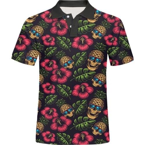 New Polo Shirts Skull Pineapple Leaf 3d Print Novelty Gothic Streetwear Casual Funny Suitable Quick-dry Breathable Sport Shirts