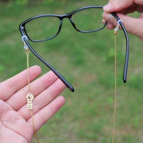 Custom Name Eyeglass Chain Necklace For Women Personalized Jewelry Gold Glasses Chain Holder Sunglasses Laynard Bijoux Femme