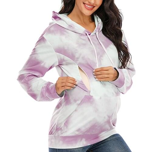 Cross Border 2020 Europe and America Autumn and Winter New Style Pregnant Women a Hooded Tie-dye Pregnant Women Nursing Loose Ho