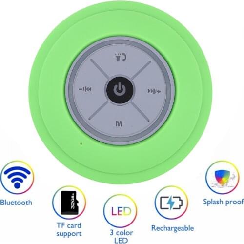 Q9 Bluetooth Shower Speaker Waterproof Handsfree Portable Wireless Speaker with Suction Cup RGB Colorful Lights Built-in Mic FM