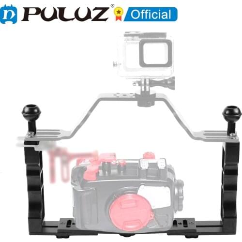 PULUZ Adjustable Diving Dual Hand-held CNC Aluminum Lamp Arm Holder for Diving Underwater Photography System, Upgrade Version