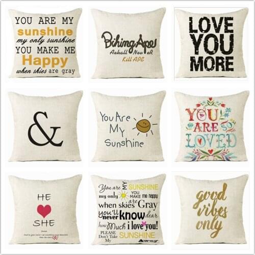 Letter Love Home Cushion covers Cotton linen Black White pillow cover Sofa bed Nordic decorative pillow case almofadas 45x45cm