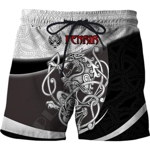 PLstar Cosmos New summer Fashion Shorts Viking Tattoo 3D Printed Male/Female streetwear Casual Cool Shorts 01