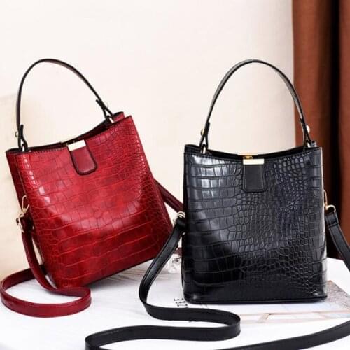 Alligator Retro Bucket Bags Women Crocodile Pattern Handbag Capacity Casual Crocodile Shoulder Messenger Bags Ladies Purse