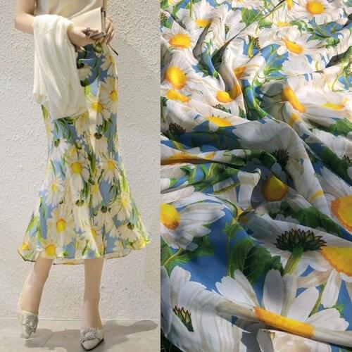 50x145cm crepe de chine printed polyester fabric cloth factory custom digital printing soft womens skirt fabric for dress