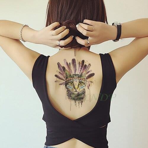 Waterproof Temporary Tattoo Sticker Cat feather Fake Tatto Flash Tatoo Large size tattoos for Women Men girl body art