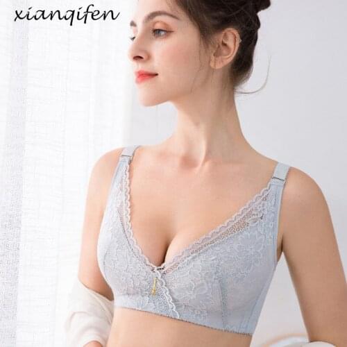 Xianqifen ultra thin summer bras for women cotton bralette top bh plus size 36 38 40 BCD cup lace lingerie brassiere girl pushup