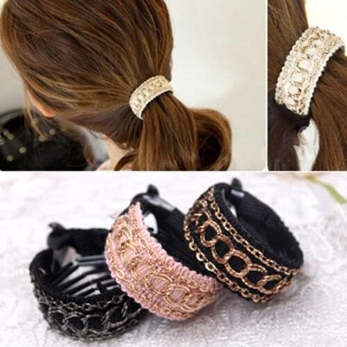 Korean Sweet Bow Hair Clip Claw Elegant Women Solid Ties Banana Hair Crab Clips Ponytail Hold Flower Girl Hair Accessories