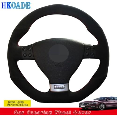 DIY Black Suede Hand-stitched Car Steering Wheel Cover For Volkswagen Golf 5 Mk5 GTI VW Golf 5 R32 Passat R GT 2005
