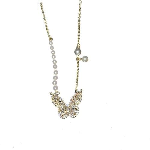 RZ027 Pearl Bowknot New Female Young Fashion Accessories Clavicle Chain Necklace