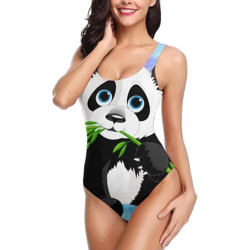 Womens One-Piece Swimsuits Hanging Panda Backless Bikini Sexy Ladies Summer Pool Swimwear Bathing Suit