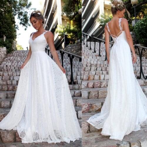 Evening Of Payment For Women Robe De Soiree De Mariage Sexy Beach Suit V-Neck Trailing Lace White Plus Size Evening Dress