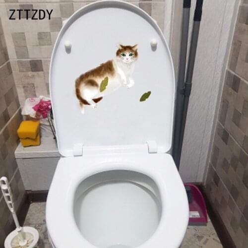 ZTTZDY 21.2*18.8CM Lazy Cat Wall Sticker Toilet Decals Living Room Home Art Decoration T3-0165