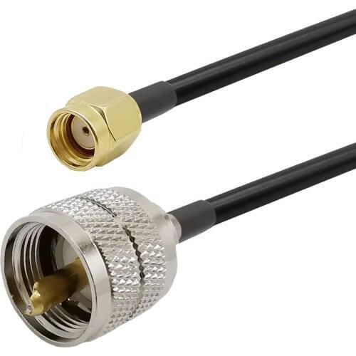 1Pcs RPSMA Male to UHF SO239 PL259 Male 1Meter RG58 Cord Coaxial Extension Cable for Ham Radio CCTV VCR Antenna
