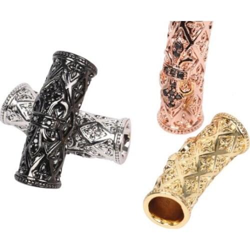 10*26mm tube crystal micro pave cz zircon cubic zirconia beads copper silver gold plated bracelet accessories hfg34