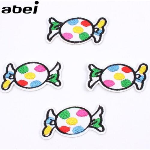10pcs/lot Cartoon Candy Patch Iron On Cute Dress Sticker Sew On Shirt Jeans Fabric Appliques DIY Garments Accessories Badge