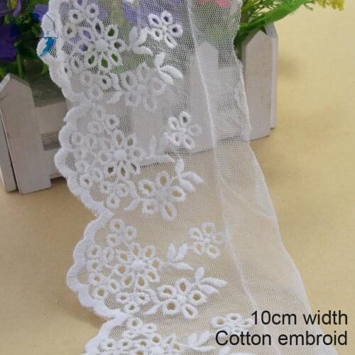 10yards 10cm width Cotton embroid lace sewing ribbon guipure lace african lace trim wedding lace DIY Garment Accessories#3341