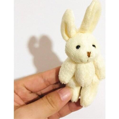 100pieces/lot 8 cm plush rabbit doll long-eared cartoon bouquet material joints wedding gift pendant