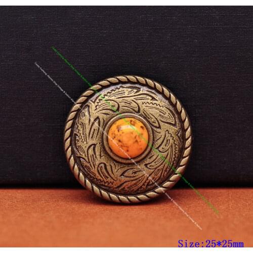 10X Vintage Brass Prairie Dust Rope Side Leathercraft Handbag Horse Saddle Bridle Turquoise Metal Belt Concho 1" Screwback