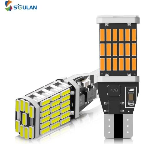 2 Pcs super bright LED 4014 45smd t15 w16w 921 car led bulbs canbus error free Auto reverse lamp for car 12V brake Light white