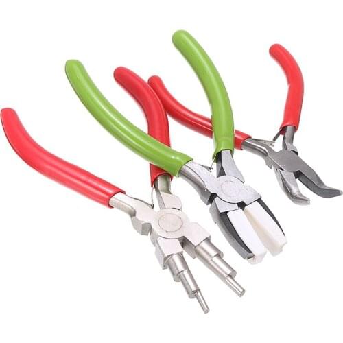 3Pcs DIY Jewelry Making Pliers Kit Winding Nylon Flat Toothless Elbow Plier Beading Round Wire Looping Bail Making Hand Tool