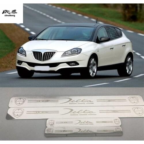 4pcs/lot Car sticker ultra-thin Stainless Steel Door Sill Scuff Plate for 2008-2019 Lancia Delta 844 car accessories