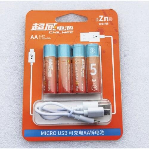 4PCS 1.5V AA rechargeable Ni-Zn battery 1200mwh USB NiZn cell for camera toys shaver toothbrush replace 1.2v ni-mh ni-cd cells