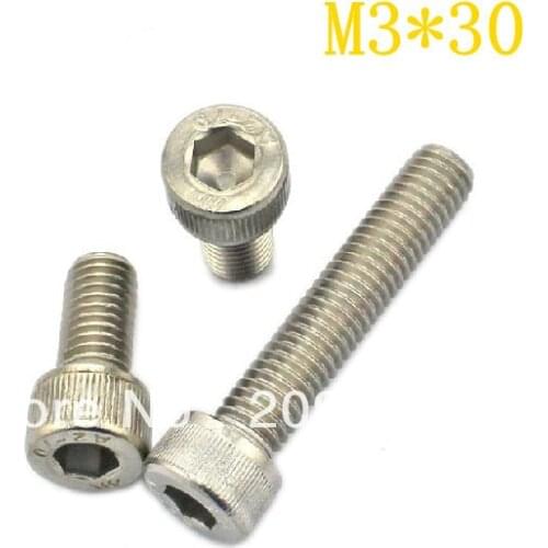50pcs Metric Thread M3* 30mm Stainless Steel Hex Socket Bolt Screws