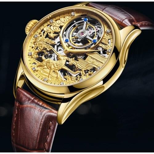 AESOP Original Men Zodiac Dog Tourbillon Skeleton Gears Showing Mechanical Watch Sapphire Luxury Waterproof Business Watches