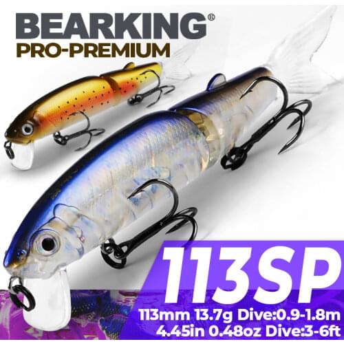 Bearking brand 1PCS Minnow Fishing Lure Laser Hard Artificial Bait 3D Eyes 11.3cm 13.7g Fishing Wobblers Crankbait Minnows