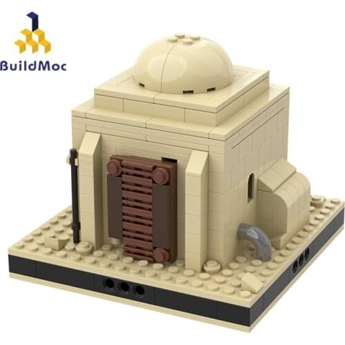 Buildmoc Star Plan Movie Tatooines City House Desert Power Plant Creator Modular Building Blocks MOC Desert Village Bricks Toys
