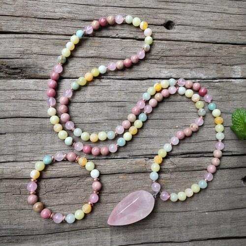 8mm Natural Stone Beads,Rose Quartz,Candy Colors,Sweet,JapaMala Sets,Spiritual Jewelry,Meditation,Inspirational,108 Mala Beads