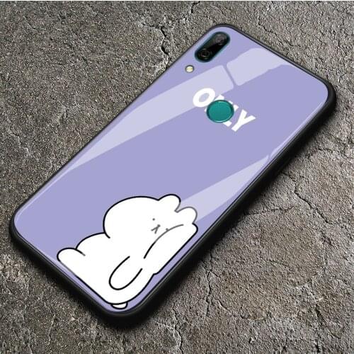 Luxury 9H Tempered Glass Bear Cat Pattern Phone Case Hard Back Cover for Huawei Y5p Y6p Y7a Y7p Y8s Y8p Y9a Y9s Y6 Y5 Y7 Pro Y9