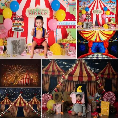 Circus Birthday Party Backdrop Newborn Children Portrait Photography Background Circus Carnival Kids Birthday Photocall Photo