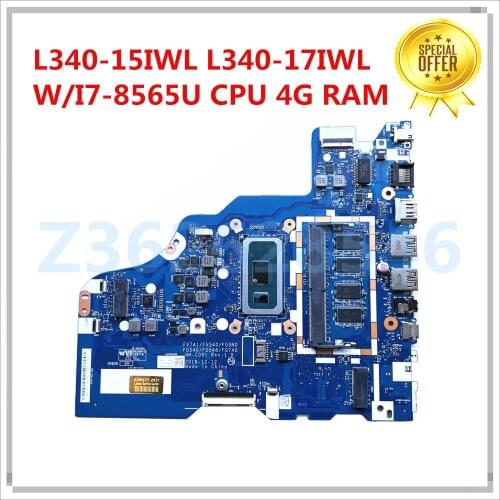 For Lenovo ideapad L340-15IWL L340-17IWL Laptop Motherboard NM-C091 With I7-8565U CPU 4GB RAM DDR4 5B20S41693 MB 100% Tested