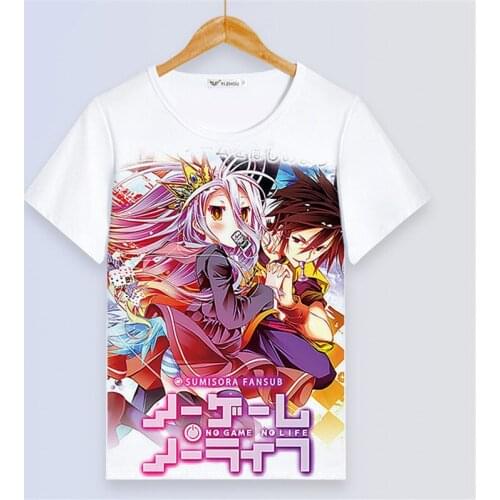 NO GAME NO LIFE Sora Shiro Print Couple T shirt Harajuku Shirt Short Sleeve Summer Tee Shirt Unisex Anime Tops Camiseta Mujer