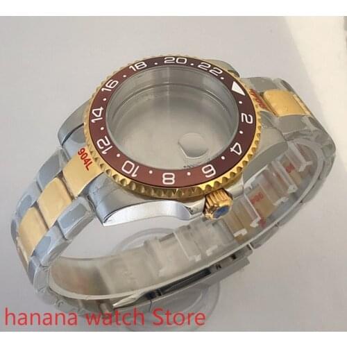 Sealed back cover 904L stainless steel gold strap bracelet 40mm sapphire glass ETA NH36 MH35 cases bezel Ice red