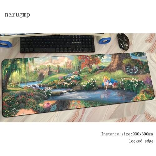 Alice in wonderland padmouse gaming mousepad game locked edge mouse pad gamer computer desk locrkand mat notbook mousemat pc