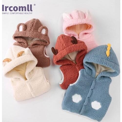 Ircomll 2020 Baby Girl Boy Vest Fleece Plush Kid Outerwear Spring Autumn Winter Coats Kids Clothes Warm Hooded For 12M-4T
