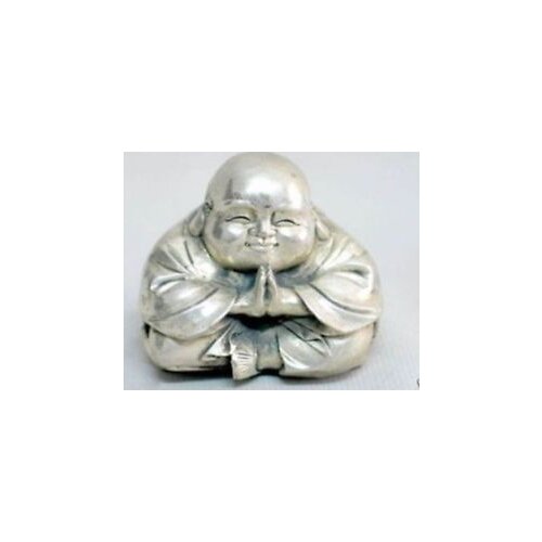 Chinese Old China Chinese tibet silver carved happy white copper buddha figurine wholesale factory Arts outlets