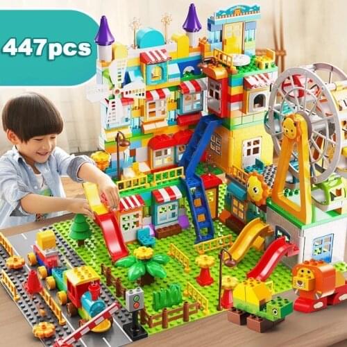 New Big Size Ferris Wheel Park Building Block Compatible Duploed Slide DIY Bricks Toys For Children Christmas Gifts