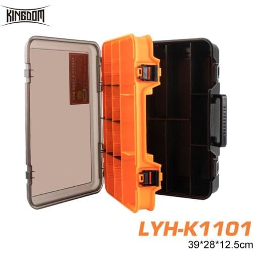 Kingdom Fishing Tackle Box 39*28*12.5cm 1275g Sorage Box Multifunctional Double Sided Adjustable Connection Fishing Accessories